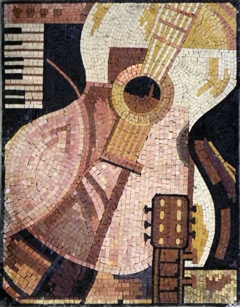 Contemporary Mosaic Art The Guitar Piece Abstract Mozaico