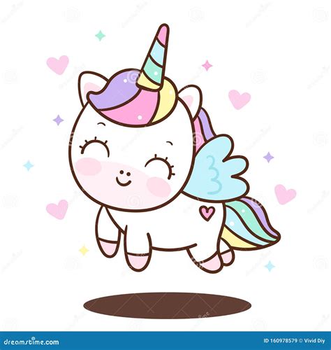 Beautiful Unicorn Cartoon Kawaii Animals Vector Holding Balloon On Sky