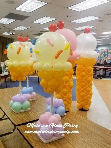 Balloon Ice Cream Cone Columns And Centerpieces Ice Cream Birthday
