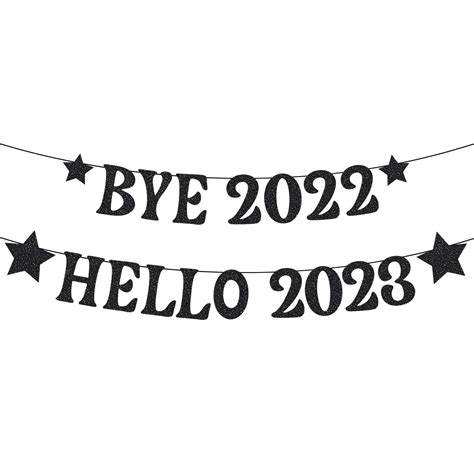 bye 2022 hello 2023 banner 2023 happy new year banner happy new year decorations 2023 black