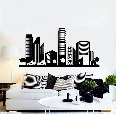 Vinyl Wall Decal City Buildings House Interior Stickers Mural Unique