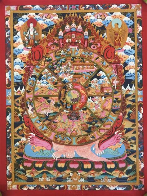Hand Painted Thangka Representing Wheel Of Life Mandala Catawiki