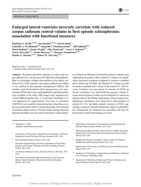 Enlarged Lateral Ventricles Inversely Correlate With Reduced Corpus