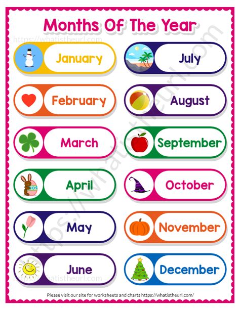 Free Printable Months Of The Year Chart