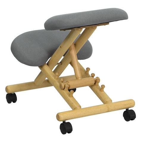 Kneeling chairs offer a unique way to sit that can benefit people with lower back pain. Mobile Wooden Ergonomic Kneeling Chair in Gray Fabric
