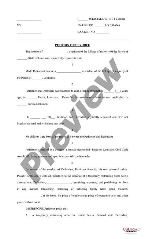 Free Printable Divorce Forms Louisiana Printable Templates