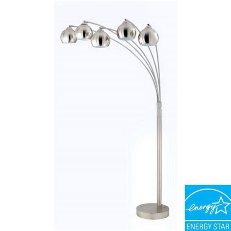 Ore International 76 In H Modern Silver Arc Floor Lamp With White