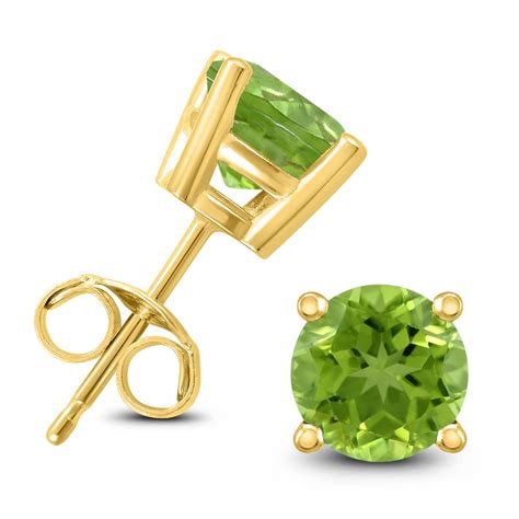 K Yellow Gold Mm Round Peridot Earrings Ger Pd