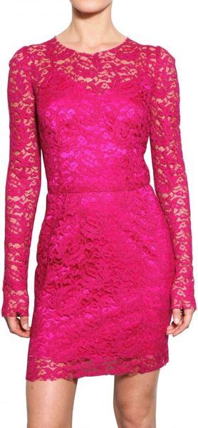 Dolce And Gabbana Viscose Lace Dress In Pink Fuchsia Lyst