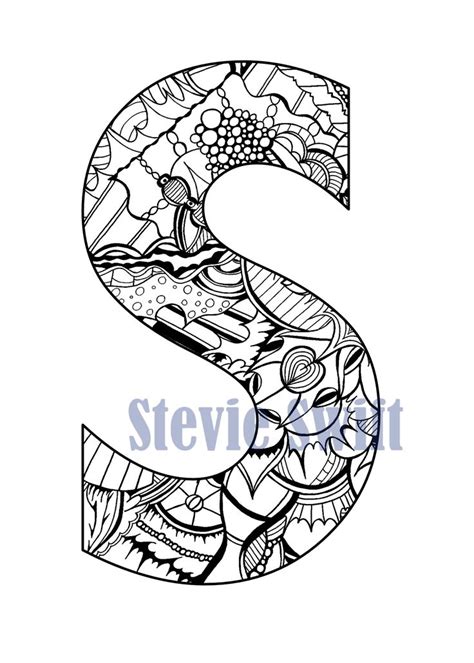 Colorable Printable Doodle Letters Alphabet Coloring Pages Coloring