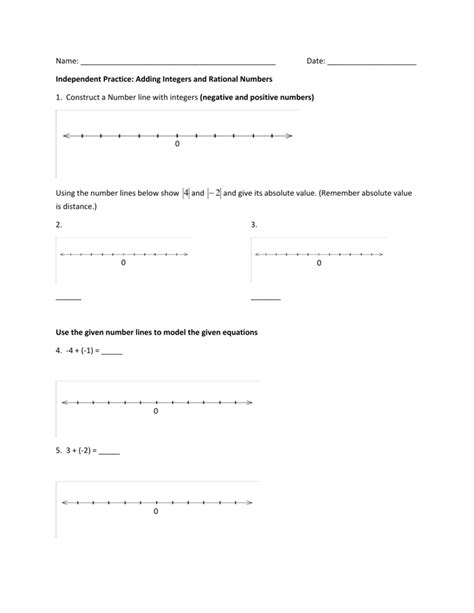 Adding Integers And Rational Numbers Worksheet