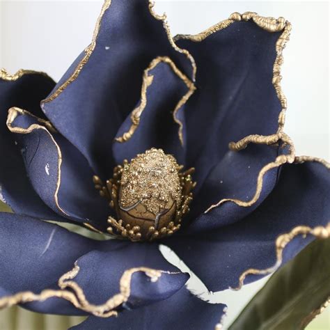 Navy Blue Artificial Magnolia Stem Picks And Stems Floral Supplies