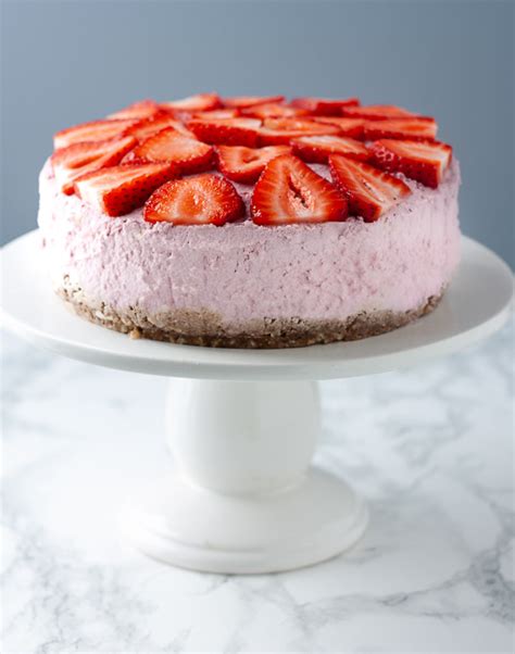Filled with a tangy and sweet creamy yogurt filling and topped off with fresh blueberry compote. Strawberry Coconut Yogurt Cheesecake (Vegan, Paleo) | Kate ...