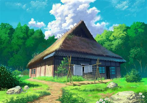 Desktop Wallpaper Anime Cottage House Hd Image Picture Background