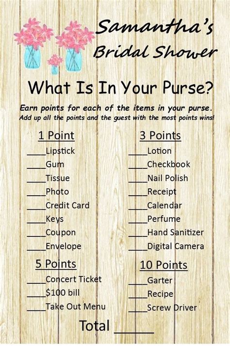 12 personalized what s in your purse bridal shower game party games ebay bridal shower