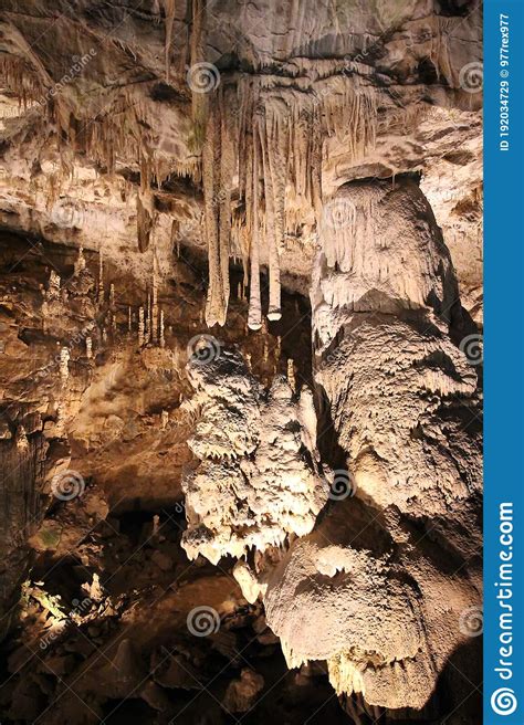 Cave With Stalactites And Stalagmites Geological Formation Karst Stock