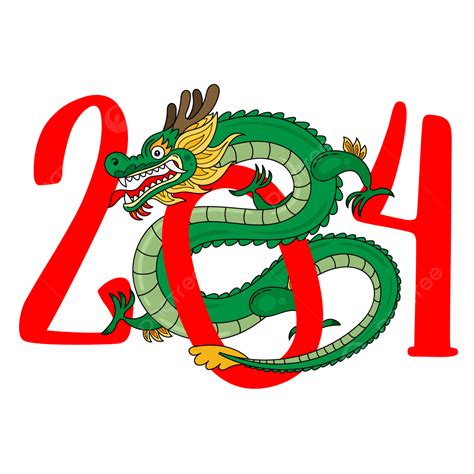 Green Dragon With 2024 New Year Vector Year Of The Dragon Lunar New