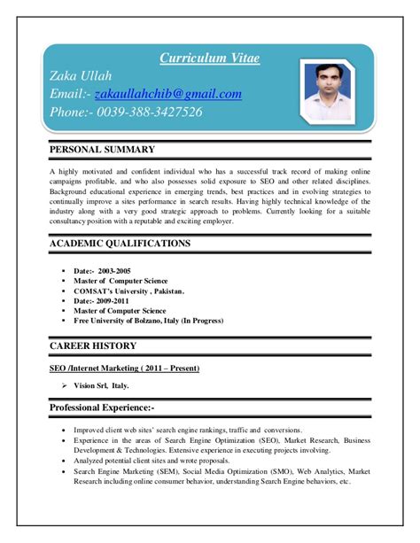 Curriculum vitae is an integral part of the job process. Curriculum vitae sample