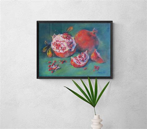 Still Life Pomegranates Original Oil Painting On Canvas Fruit Etsy