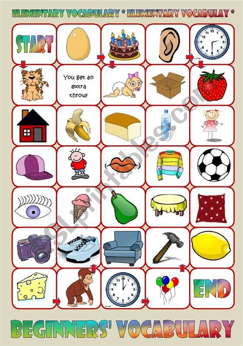 Basic Vocabulary Board Game Esl Worksheet By Mulle