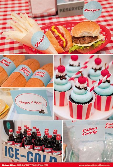#food #food art #sweets #cake #retro dinner party #chyapchyapcake. RETRO Diner Birthday Party Printable Set - Cupcake Toppers ...