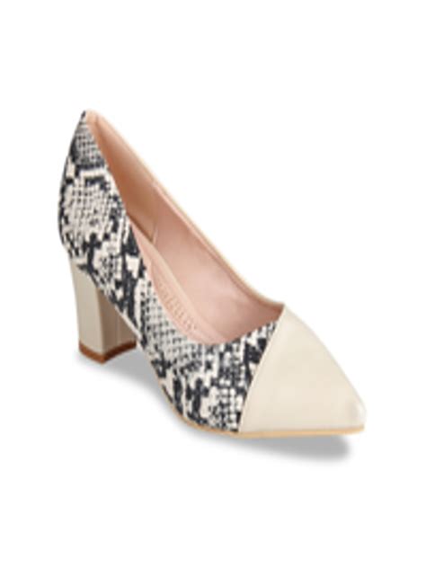 Buy Flat N Heels Women Beige And Black Textured Pumps Heels For Women