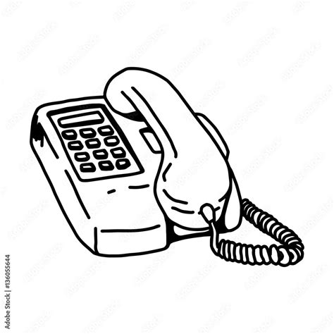 Vector Illustration Hand Drawn Sketch Of Telephone Isolated On White