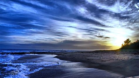 Sunset On The Beach Beach Wallpaper Blue Waves Waves