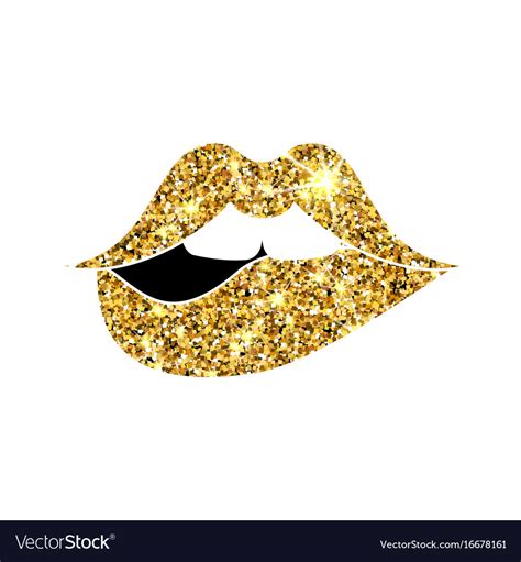 Gold Glitter Lips Golden Sparcle Kiss Royalty Free Vector