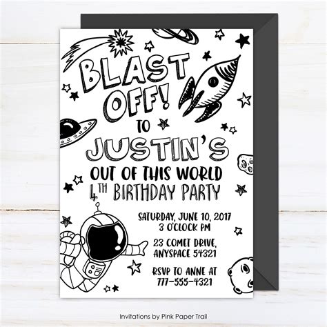 Space Birthday Invitations Printable Get More Anythinks
