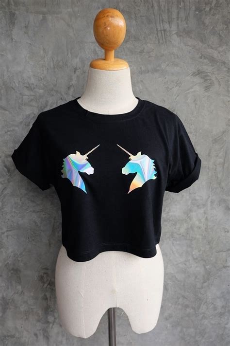 Items Similar To Unicorn Crop Shirt Unicorn Crop Tops Tumblr