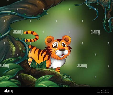 Illustration Of A Rainforest With A Tiger Stock Vector Image And Art Alamy