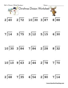 Among the basic arithmetic operations, the division is the hardest one. Christmas Division Worksheet by Have Fun Teaching | TpT
