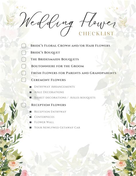 Wedding Flower Consultation Form Template