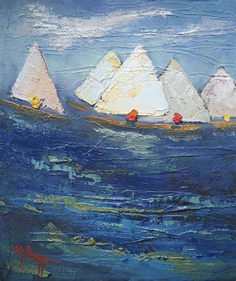 Contemporary Artists Of North Carolina Sailboat Painting Small Oil