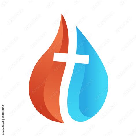 Water And Fire Logo With Christ Cross Symbol In Between Illustration