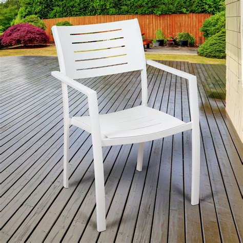 From stacking chairs to folding chairs to fixed dining chairs, find aluminum and other metal outdoor dining chairs at teak warehouse. Atlantic Jordan White Stackable Aluminum Outdoor Dining ...
