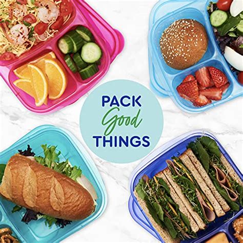 Easylunchboxes Bento Lunch Boxes Reusable 3 Compartment Food
