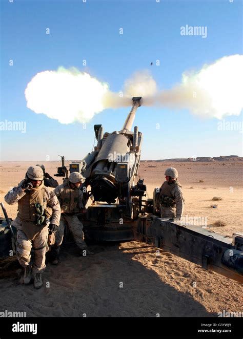 A 155mm High Explosive Artillery Shell Is Blasted Out Of A M198