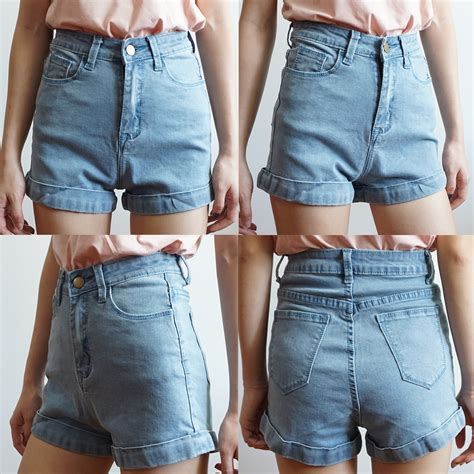 cuffed high waist denim shorts 6 colors · megoosta fashion · free shipping worldwide on all orders