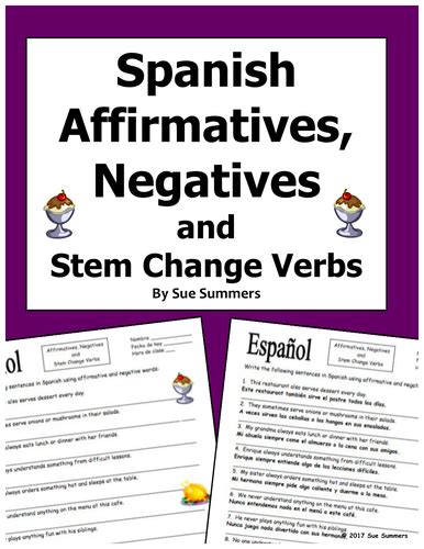 Spanish Affirmative And Negative Words With Stem Changes Verbs