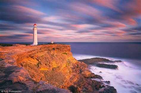 Sunset At Cape Nelson By Yury Prokopenko Lighthouse Victoria