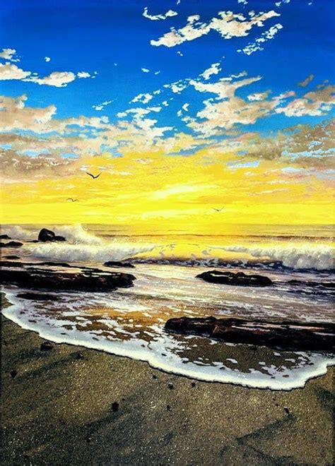 Original Sunset Beach Painting By Jacqueline Kresman Etsy Beach