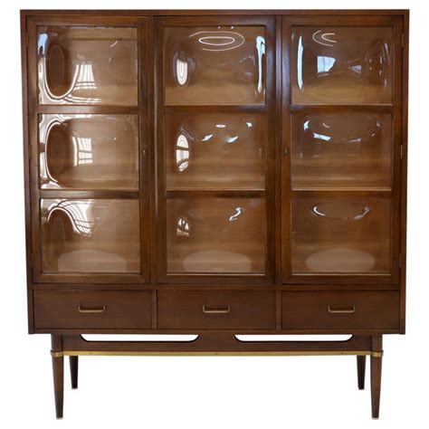 Both handles can be turned to lock door from opening. Rare 3 Bubble Glass Doors Mid-Century Modern Bookcase Wall ...