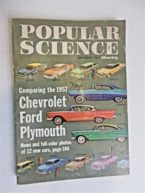1957 Popular Science Magazine Comparing Chevy Ford Plymouth Color