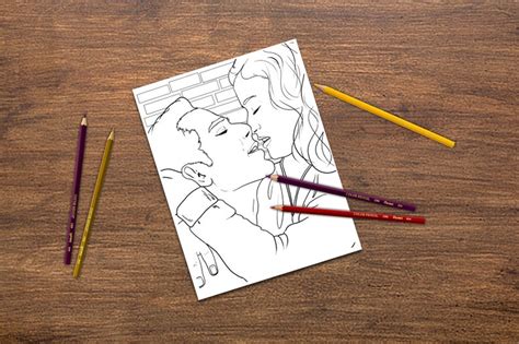 Adult Coloring Page Kiss Coloring Page Naughty Coloring Page Sexy