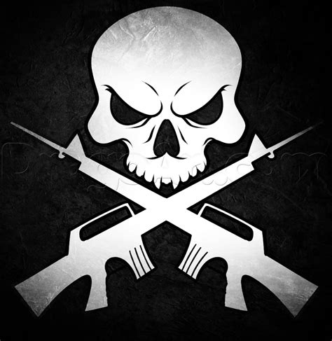 How To Draw Skull And Guns Step By Step Skulls Pop Culture Free
