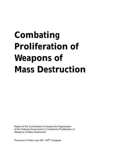 Combating Proliferation Of Weapons Of Mass Destruction