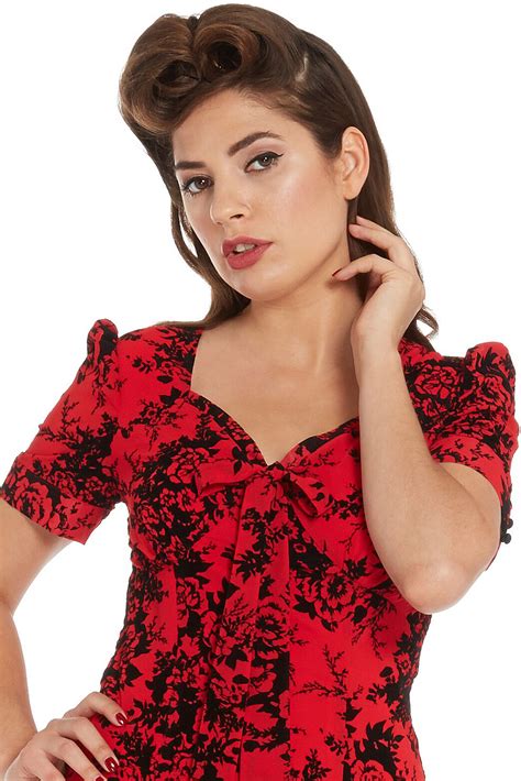 Voodoo Vixen Red Vintage 1950s Dress Red Retro 50s Dress Free Delivery