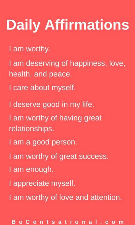 Daily Positive Affirmations List Positive Self Esteem Daily Positive